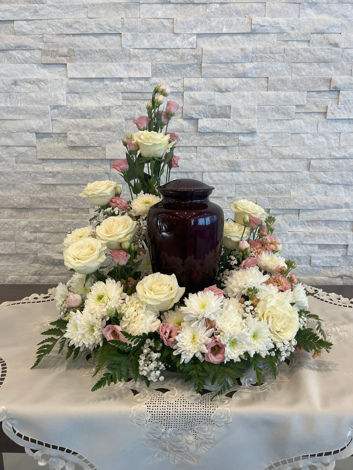 Vieux Rose & White Urn Arrangement