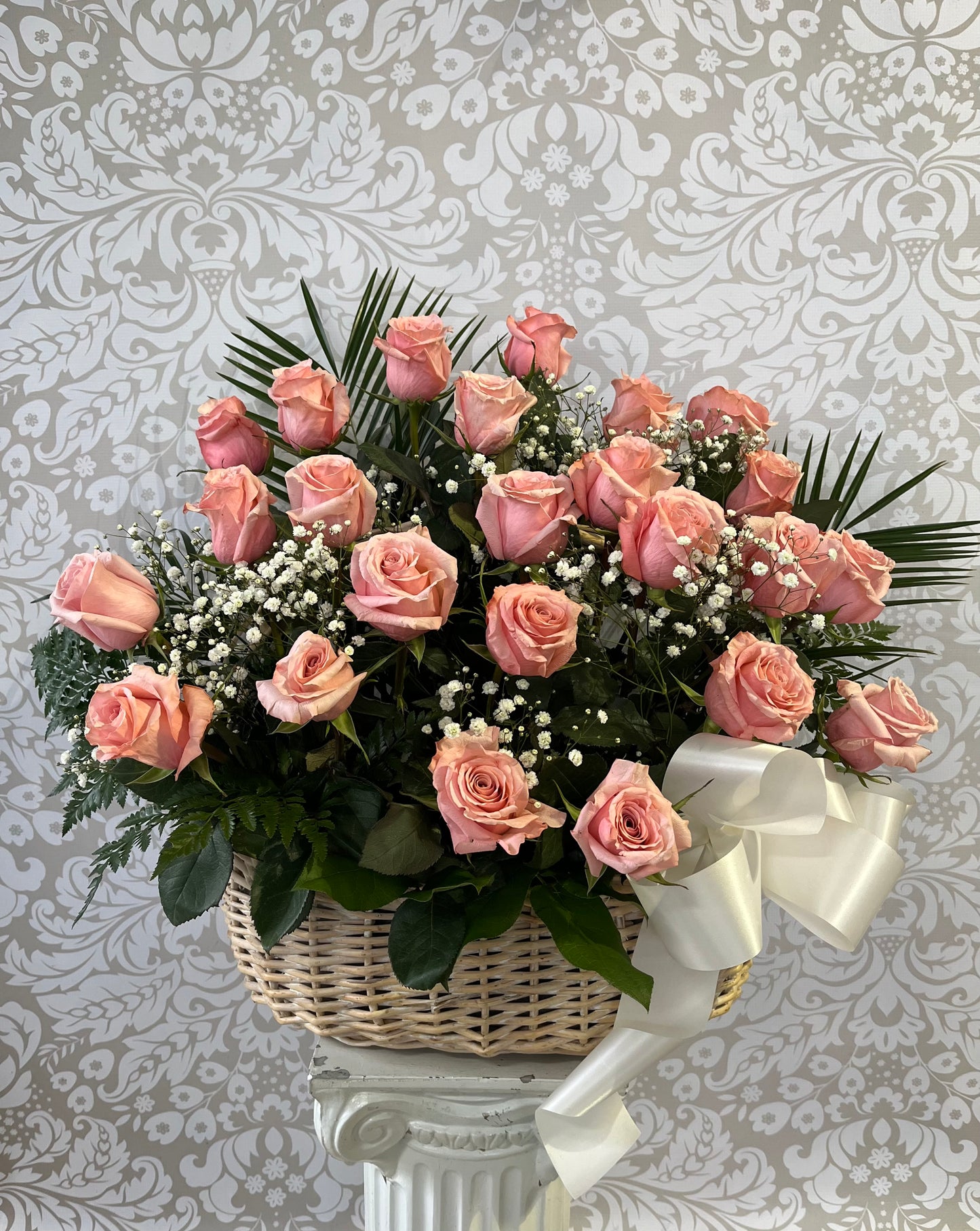panier de cheminée en rose