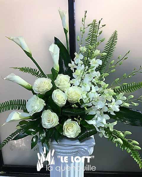 Elegant funeral flower piece arrangement