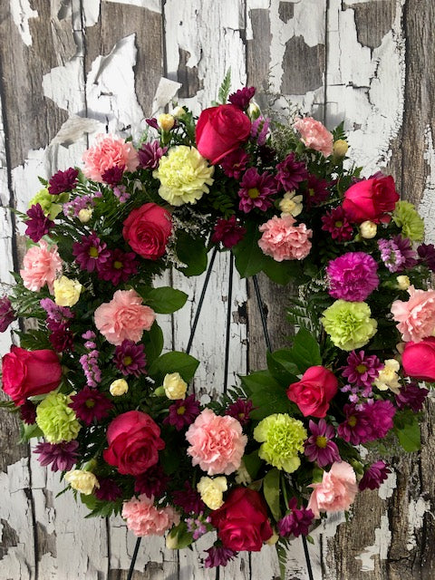 Shades of pink funeral wreath