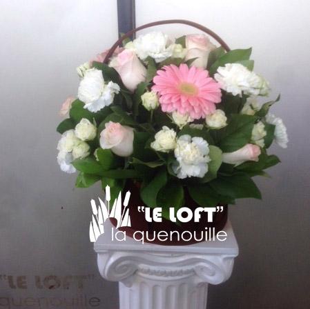 Sweet Baby Girl flower basket arrangement