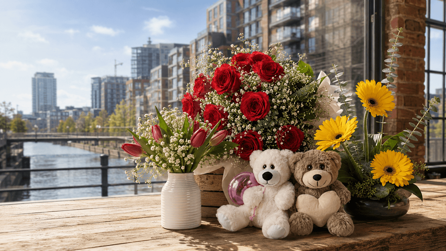 Fresh flowers from a local Montreal florist near Griffintown