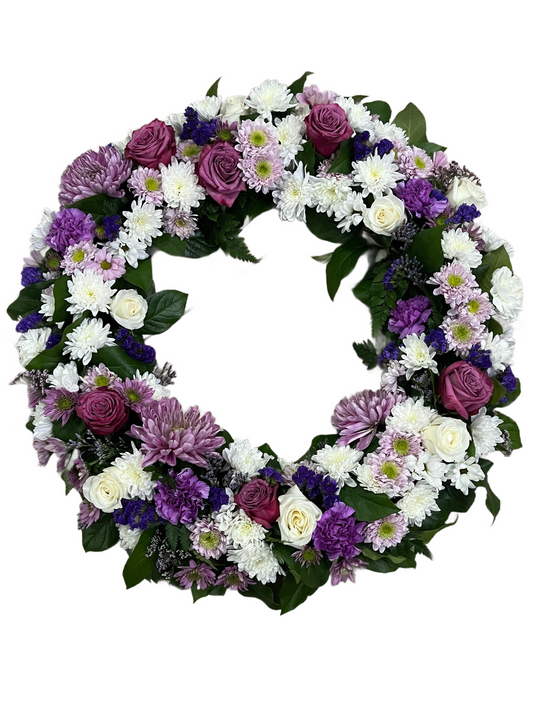 Purple, mauve and white wreath
