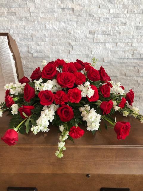 Red & White Casket Spray