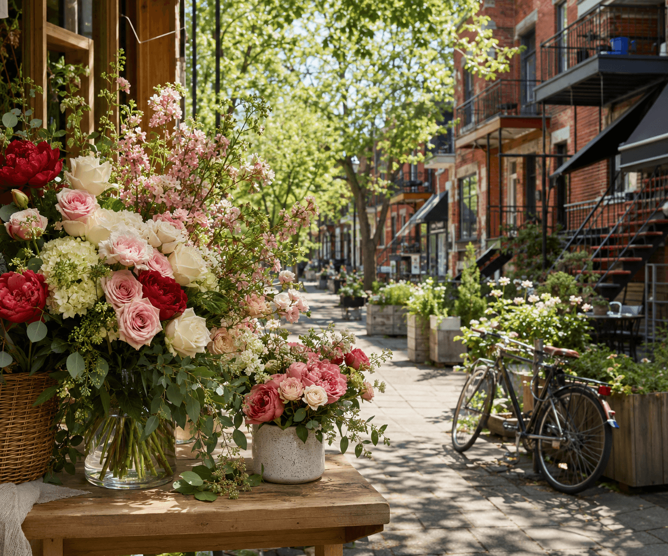 Fresh flowers from a local Montreal florist near Griffintown