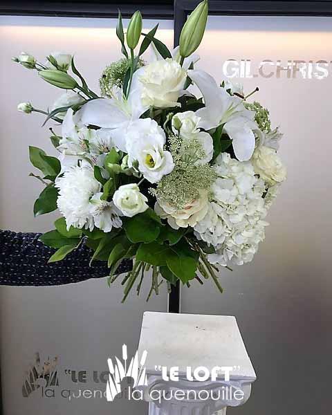 All white fresh flower bouquet