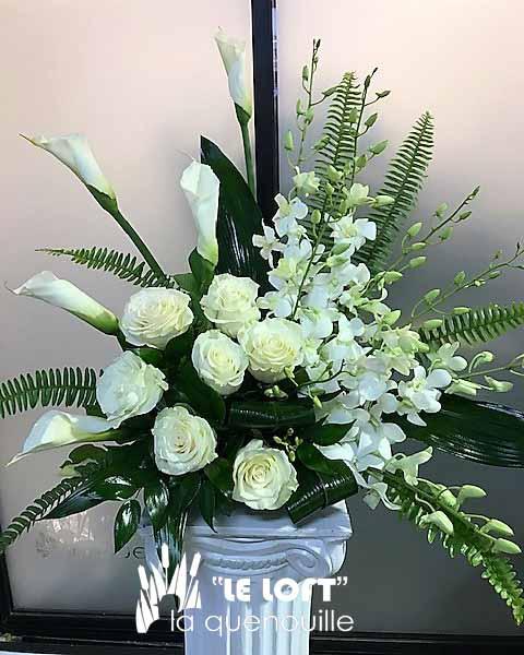 Elegant Funeral Piece - florist La Quenouille