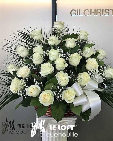 Fireside Basket in White - florist La Quenouille