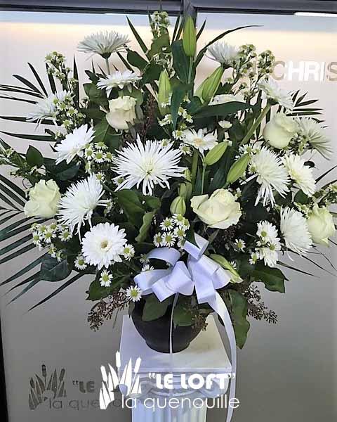 Purity White sympathy flower arrangement