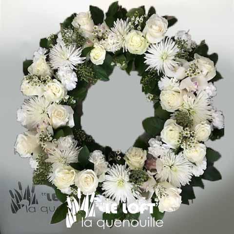 White Orchids and Roses Wreath - florist La Quenouille