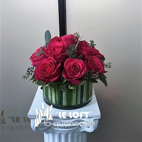 Hot Pink Roses Arrangement - florist La Quenouille